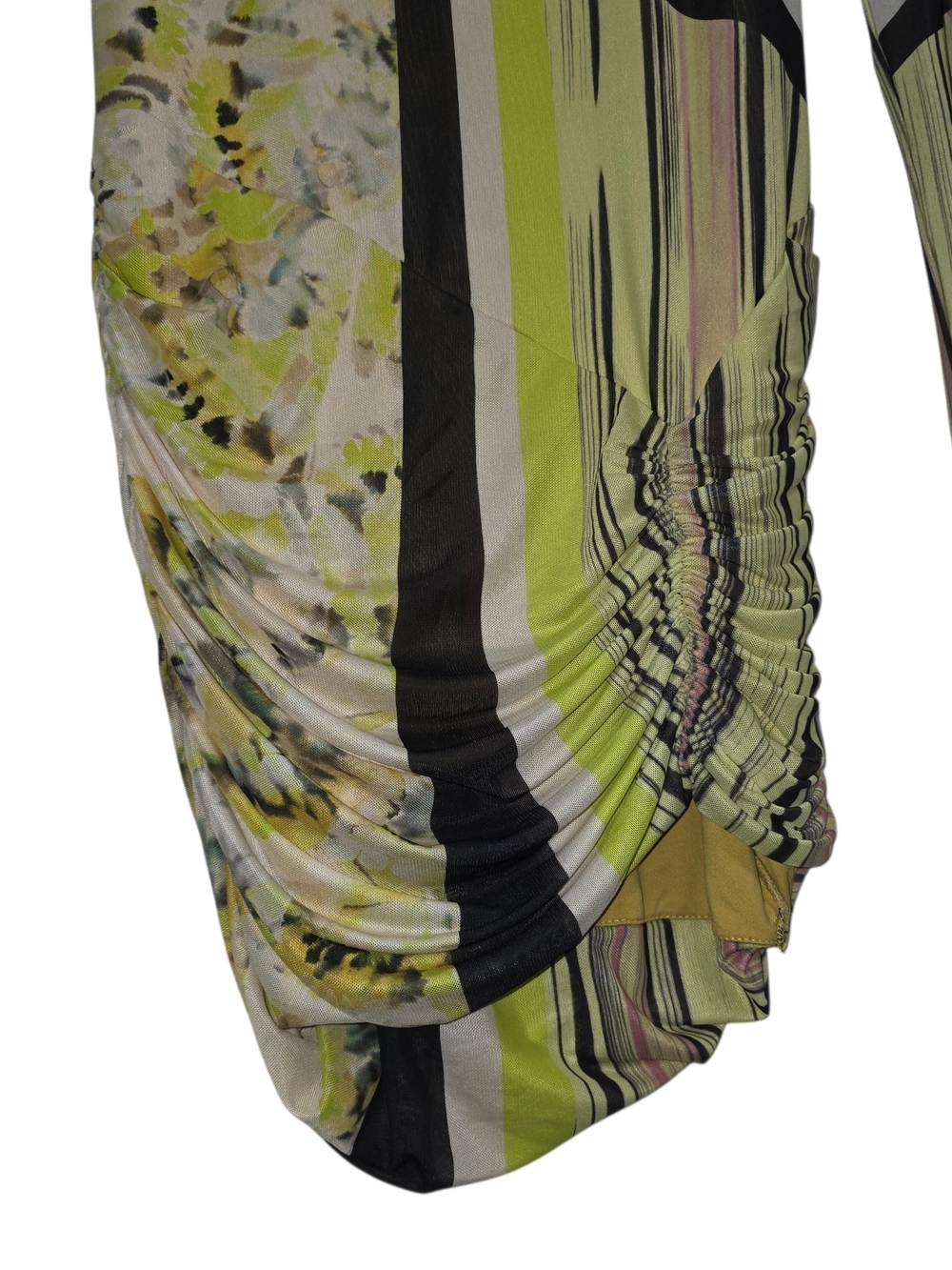 AFRM Mirza Mesh Ruched Bodycon Mini Dress Abstract Print Long Sleeve Size M - Picture 4 of 13